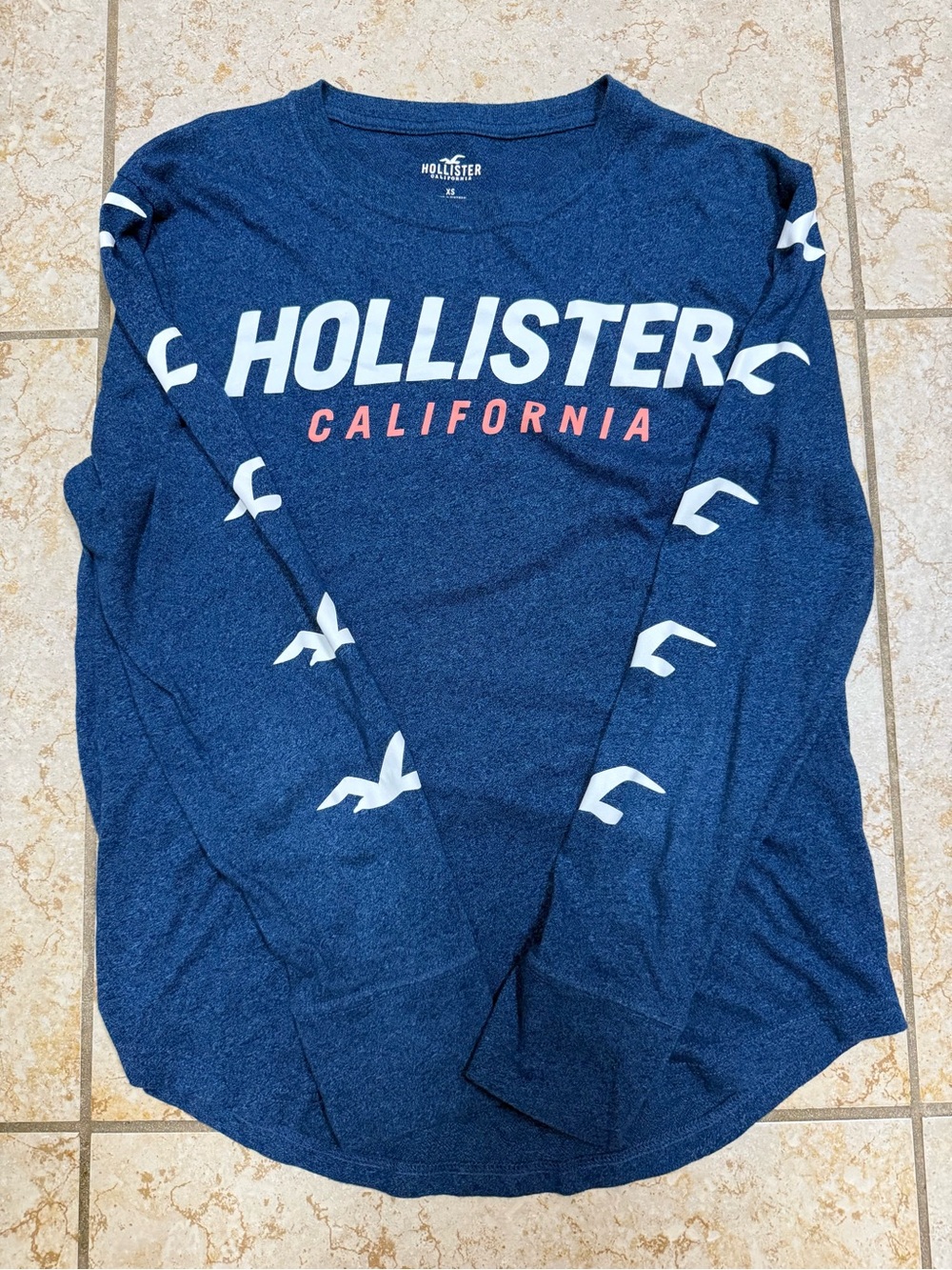 Hollister Mens Navy Long-Sleeve Tee